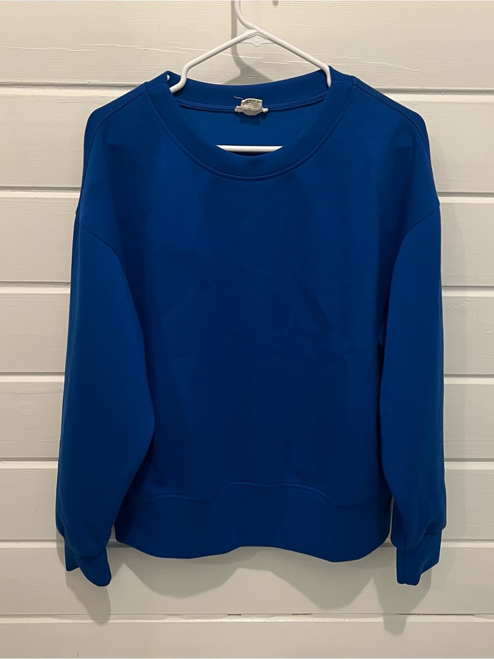 Yelete Solid Royal Blue Crewneck Top